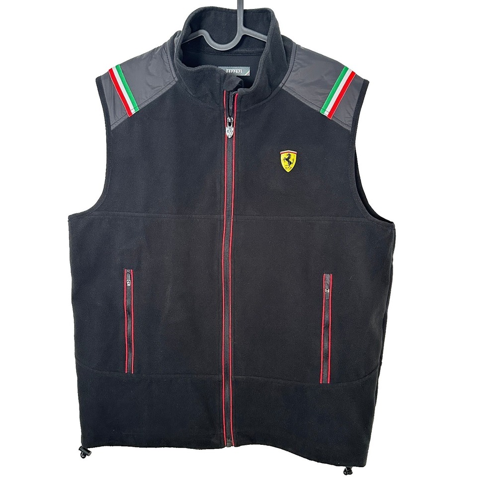 Ferrari Scuderia F1 Racing Fleece Vest Black Grey Mens Large Full Zip
